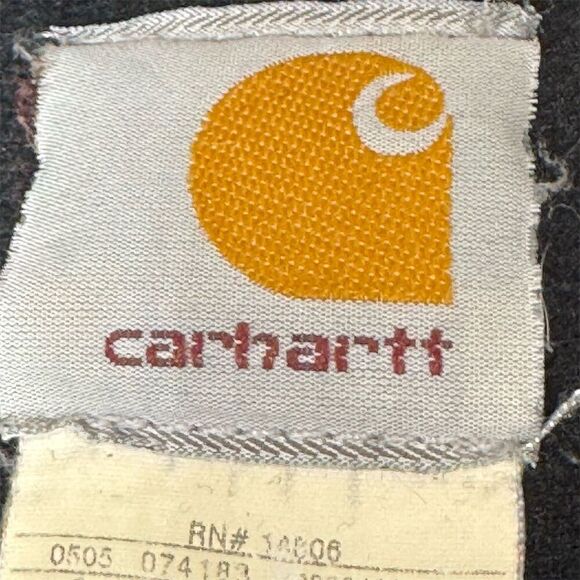 Vintage 05 Carhartt J140 Hooded Work Jacket Black L Duck Canvas USA Distressed - Picture 5 of 10